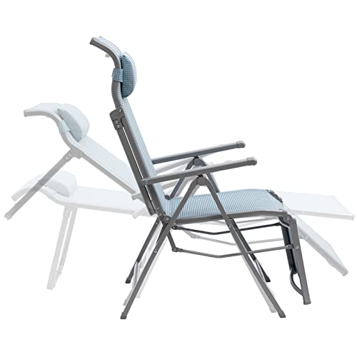 Abocofur 180 Degree Adjustable Zero Gravity Chair For 500Lbs, Steel Frame Folding Heavy Duty Lounge Chair With Armrest, Indoor&Outdoor Textil Fabric Chaise Recliner For Courtyard, Patio, Blue #TOP3