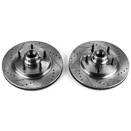 Image of PowerStop Evolution Front Brake Rotors For Ford F-150 1997-00 - Drilled and Slotted Performance Disc Rotors Upgrade, AR8555XPR
