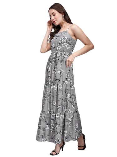 Tokyo Talkies Women Beautiful Grey Floral Dress
