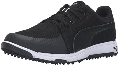 PUMA Men's Grip Sport Golf Shoe, Black/White, 8.5 Medium