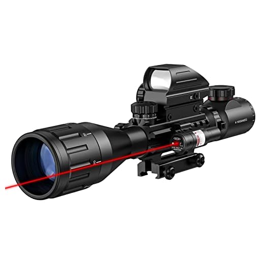 MidTen 4-16x50 Tactical Rifle Scope Dual Illuminated Optics & Rangefinder Illuminated Reflex Sight 4 Holographic Reticle Red/Green Dot Sight & IIIA/2MW Laser Sight(Red)
