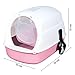 ＫＬＫＣＭＳ Hooded Cat Pet Fully Enclosed Cat Toilet Cat Litter Tray Kitten Potty, Pink