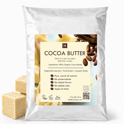 HalalEveryDay Cocoa Butter Peru Organically Sourced Cacao 10 lb Bulk Bag - Easy to Measure Chunks for Chocolate Skincare Moisturizing Properties Raw Unrefined Body Butter for Skincare