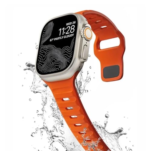 Pulseira de Silicone Mariner Para Apple Watch 42mm 44mm 45mm Ultra 1 e 2 de 49mm (Laranja)