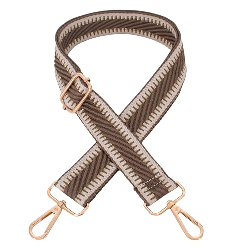 Image of Replacement Purse Strap Shoulder Strap Adjustable Crossbody Strap for Women Crossbody Wide Shoulder Bag, Khaki Diagonal-gold Hardware, 1.5 inches (3.8 cm) wide, Classic