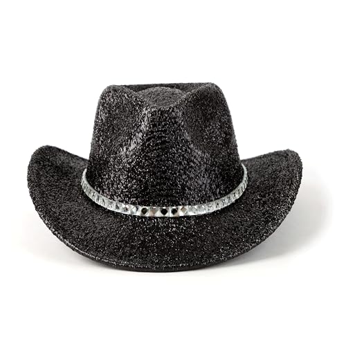 Image of Women Cowboy Hat Western Style Glitter Party Costume Hat