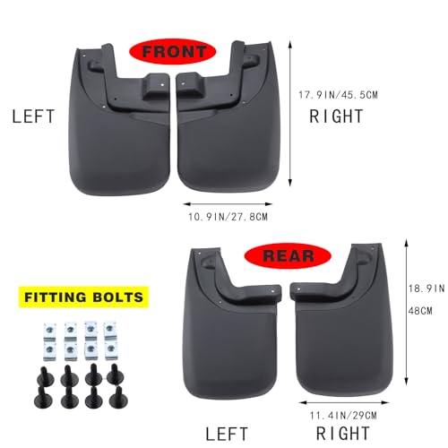 Image of Set of 4PCS Mud Flaps Mud Splash Guards Kit for 2005-2015 Toyota Tacoma Accessories Front and Rear Driver & Passenger Sides Compatible with OEM Fender Flares