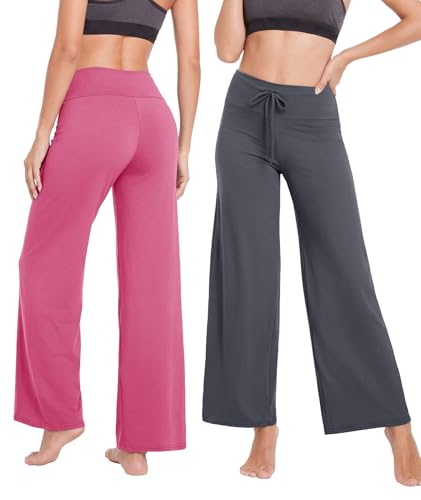 Image of TNNZEET Women's Wide Leg Pants - Casual Loose Yoga Trouser Pants Sweatpants Palazzo Lounge Pajama Pants