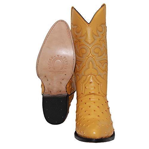 Western Shops Mens Leather Cowboy Boots Embossed Ostrich Quill Print Western Boot with Free Belt3
