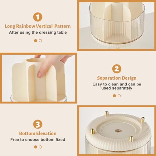 XINHUISHQZ-360-Rotate-Makeup-Brush-Holder-Organizer-Makeup-Organizers-CountertopTransparent-Makeup-Organizer-and-Skincare-Storage-for-Vanity-Desktop-Bathroomwhite