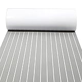ARyako EVA Foam Faux Boat Decking, Self-Adhesive Marine Flooring Carpeting Mat, Non-Slip Teak Decking Sheet for Swimming Pool, Motorboat,light gray,240X60cm