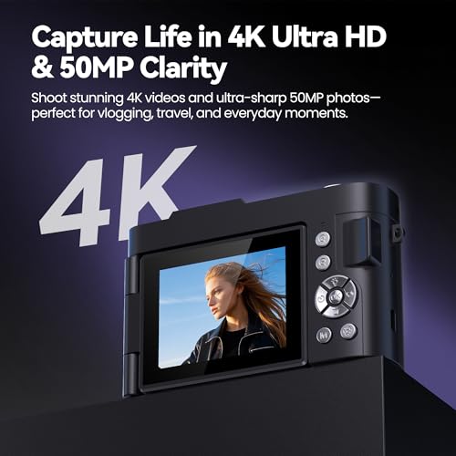 Appareil Photo Numérique 4K Digital: 50MP Appareils Numérique avec Écran Rabattable 180° - Camera pour Vlog avec Carte 32GB - pour Adolescents Débutants Adultes Enfant – Image 3