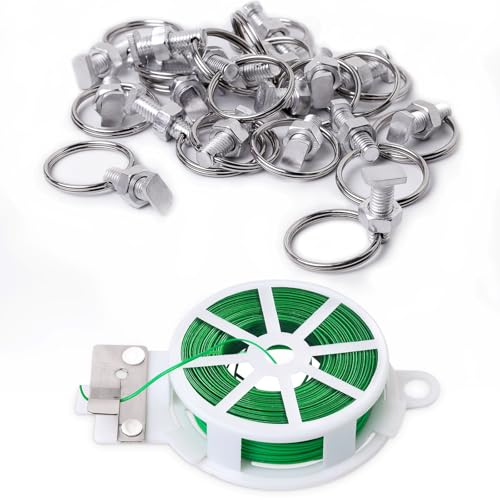 Apragaz Greenhouse Accessories with Aluminium Cropped Head Greenhouse Bolts Nuts Rings and Garden Wire Ties Creating Suspension Anchors Point In Glazed Steel Channels for Climbing Plants