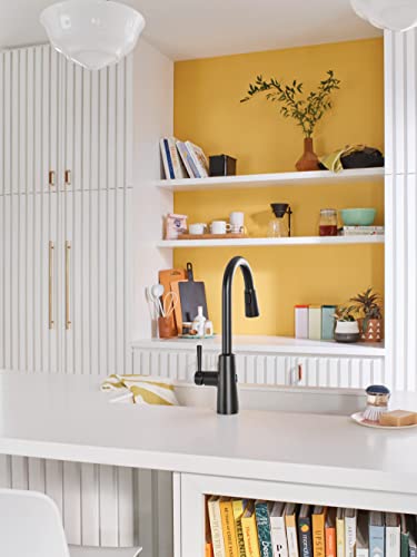Moen Riley Matte Black Single Handle High Arc Pull Down Kitchen Faucet, 7402Ewbl #TOP4