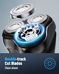 Electric Shaver for Men Cordless: 𝐒𝐞𝐧𝐬𝐢𝐭𝐢𝐯𝐞 𝐒𝐤𝐢𝐧 𝐂𝐚𝐫𝐞, Rotary Shaver for Men - 𝟒𝐃 𝐅𝐥𝐞𝐱 𝐁𝐥𝐚𝐝𝐞𝐬, IPX6 Waterproof, USB Fast Charging, Glossy Black