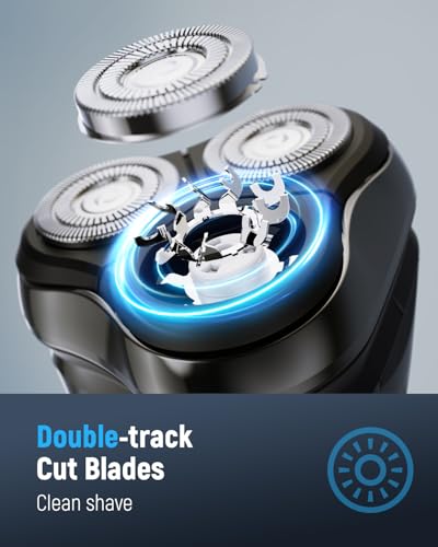 Image of Electric Razor for Men Waterproof: 5D Floating Rotary Shaver for Travel Wet or Dry - ๐๐๐ง๐ฌ๐ข๐ญ๐ข๐ฏ๐ ๐๐ค๐ข๐ง ๐๐๐ซ๐, USB Fast Charging, Stainless Steel Blades, Pop-up Trimmer Chic Black