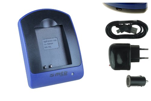 Cargador (USB/Coche/Corriente) para NB-10L / Canon PowerShot G15, G16, G1 X, G3 X, SX40 HS, SX50 HS, SX60 HS