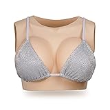 GORGES-YO Silicone Breastplate Round Collar Breast Forms for Drag Queen Fake boobs C-G Cup Breast plates (D CUP, Brown color)