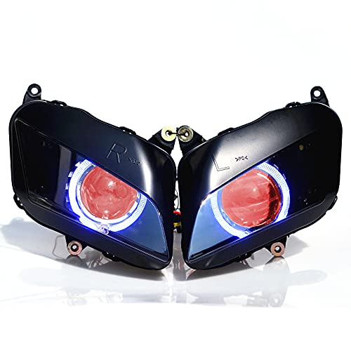 Projector Headlight Kit Big Blue Angel Eye HID for Honda F5 CBR600RR 600RR 2007-2012 (Blue & Red)