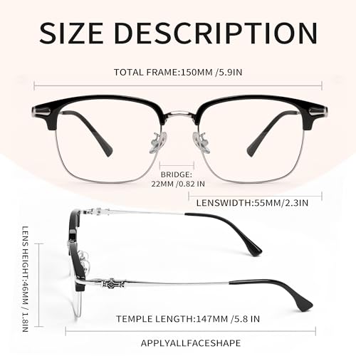 Image of SooGree Blue Light Blocking Glasses Men Women Anti Blu-Ray Clear Gaming Glasses Half Frame UV 400 Anti Eyestrain Computer