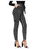 Picture of WDIRARA Women's Stretchy Plaid Print Pants Soft Skinny Regular Fashion Leggings Black Polka Dots XX-Large