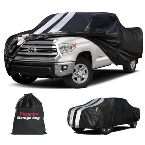 Image of Toyota Tundra Truck Cover Custom Fit 2021-2026 Double Cab /CrewMax Cab Short Bed(5.5'-6.5') with Door Zipper, 10 Layers Pickup Truck Cover Waterproof All Weather, Car Tarp for Wind Dust Sun Protector.