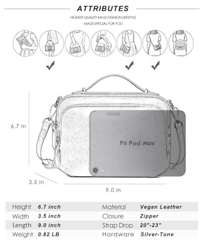 Image of Crossbody Bag,Convertible Top Handle Purse and Satchel for Women | Soft vegan leather; multi pockets; fits A5,iPad mini,long wallet; lightweight organizer for work, travel and weekends