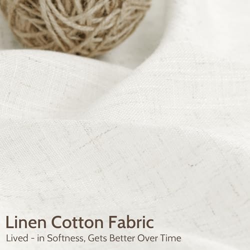 Image of Nanspring Linen Curtains 84 Inch for Living Room Back Tab Neutral Linen