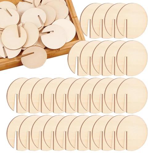 Misaakoeq Étiquettes pour boissons en bois, marqueurs pour boissons en bois - Marqueur de boisson rond vierge | Étiquettes vierges pour verres à vin, lot de 40 marqueurs de boissons, identifiant pour