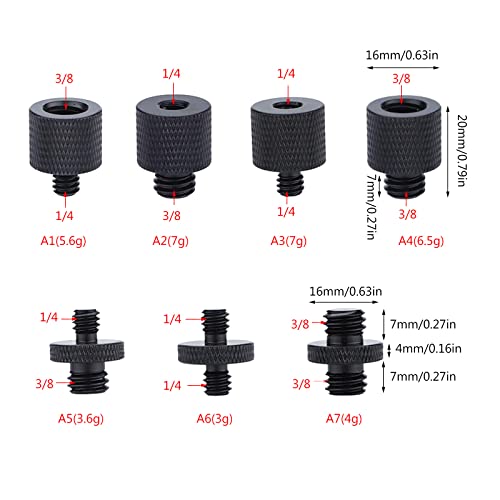ZHENGCI Adaptateur fileté pour trépied Accessoires Support d'appareil photo 3/8 femelle vers 1/4 mâle 1/4 femelle vers 3/8 mâle. – vue 4