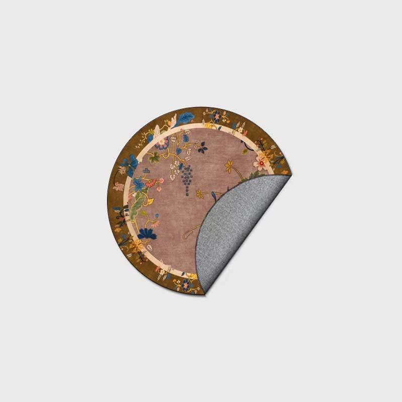 Tapis circulaire aux motifs de plantes traditionnels de 190 cm