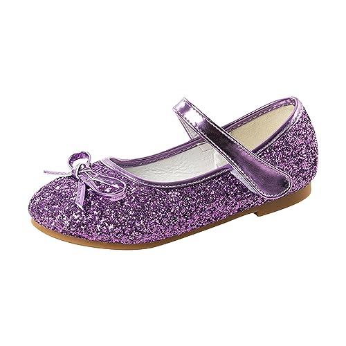 Girls Princess Shoes Glitter Bowknot 𝗦parkle 𝗠ary Jane 𝗟ow Heel 𝐅lats Wedding Birthday Part𝐲 Prom Footwear Shoes