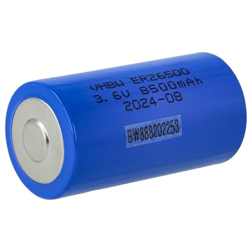 vhbw pila cilindrica al litio ER26500 (Size C) - Batteria primaria (8500mAh, 3,6V, Li-SOCl2)