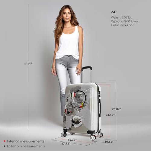 Image of InUSA Prints Plastic 4-Wheel Luggage, World (IUAPC00M-WOR)