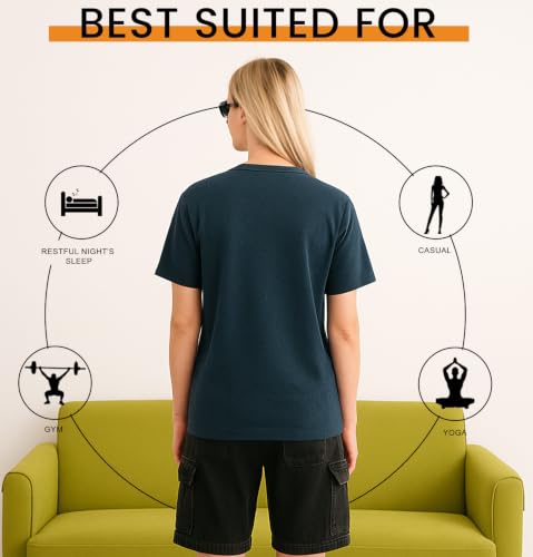 Image of SLEEPY NUTS Women's Plain Round Neck Regular Fit Half Sleeve Cotton T Shirt