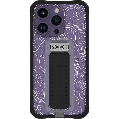 Scooch® for iPhone 14 Pro Case with Stand, Wingman 5-in-1 Kickstand Case, 10-Foot Drop Protection, Pop-Out Kickstand, Phone Grip, Car Mount, Topography
