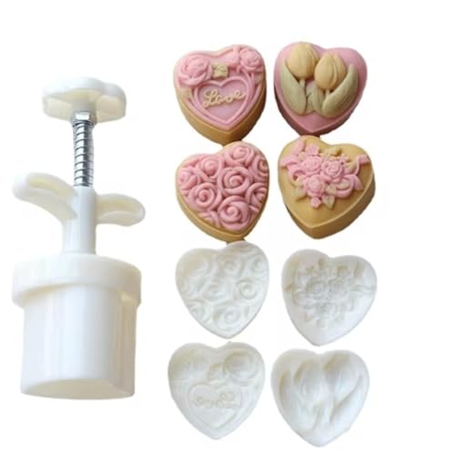 TYBGAU Boutique UK Cookie Mold 50g Mid-Autumn Festival Baking Accessories Tulip Rose Heart Shape Mooncake Stamps DIY Mooncake Moulds Kitchen Tool Cookie Stamps