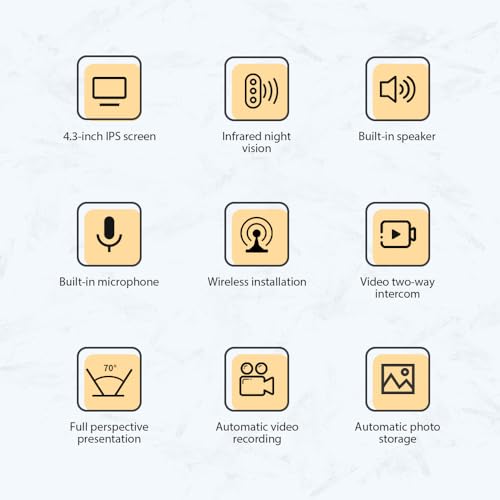 CIADAZ Tela IPS de 4,3 polegadas Campainha de intercomunicação visual sem fio 2.4G com tela, monitor