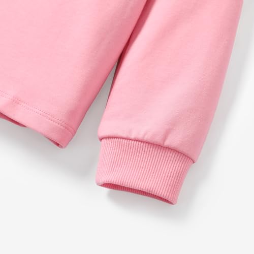 PATPAT Conjunto de 2 peças com estampa de leopardo e gola redonda legging preta para meninas, Rosa -
