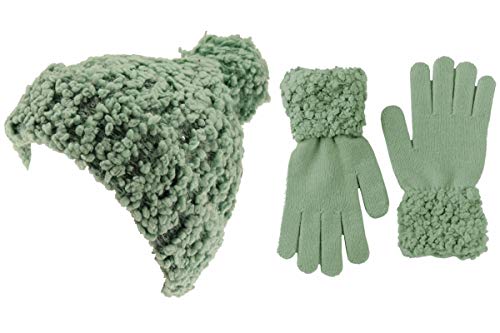 Bonnet à pompon femme haut de gamme et gants assortis Hawkins bleu uni