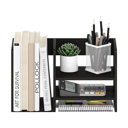 Image of Furinno Hermite Wood Desktop Book and Home Office Supplies Storage Organizer, Espresso