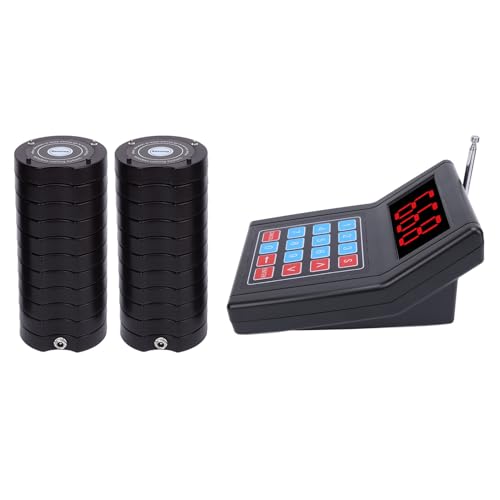 Restaurant Pagers 20 Order Buzzers for Servers Guest Paging System Queuing Calling Beepers SU-668 (Black)