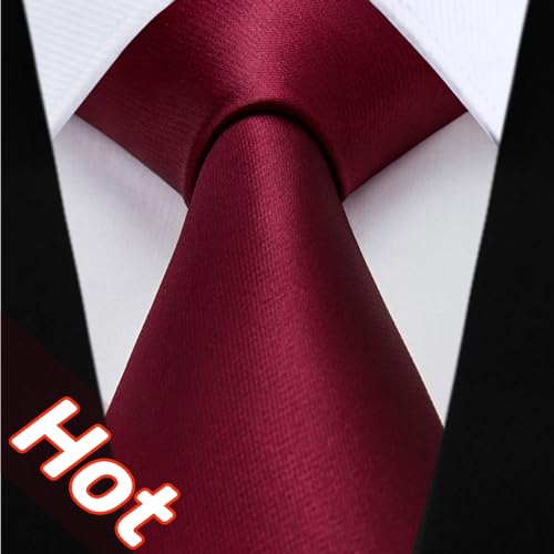 Image of Enlision Ties for Men Solid Color 3.35 inch Formal Business Necktie Classic Satin Mens Wedding Party Ties