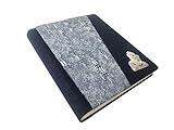 40 pages ivoire (80 faces). TriVin Art, Album photo artisanal, 24 x 30 cm, 40 pages ivoire (80 faces), avec soie de protection et application plaquée argent. (Jeans Blanc/Jeans, Poussin)