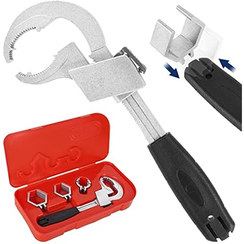 Nicoport 4-in-1 Multifunctional Faucet Wrench Adjustable Double-Ended Water Pipe Spanner with 3 Card Slots Universal Sink Plumbing Tools for Toilet Bathroom Kitchen Cover