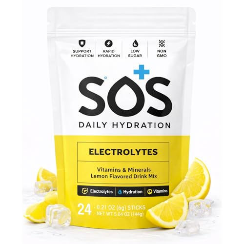 SOS Hydration Electrolyte Powder Drink Mix | Low Sugar | Rapid Rehydration | Keto Friendly | Lemon