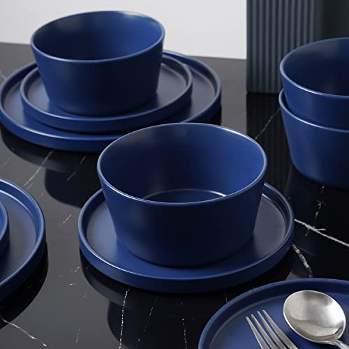 Stone Lain Celina Stoneware 24-Piece Round Dinnerware Set, Blue #TOP3