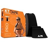 KT Tape, PRO Synthetic Elastic Kinesiology Athletic Tape, 150 Count, 10' Precut Strips, Black