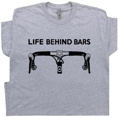 L - Funny Bicycle T Shirt Life Behind Bars Bicycling Shirt
