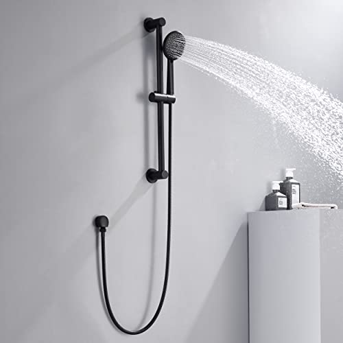 Gabrylly 5-Spray Handheld Shower Head Set With 23.6-Inch Stainless Slide Bar And 59-Inch Shower Hose, Easy Install,Matte Black #TOP4